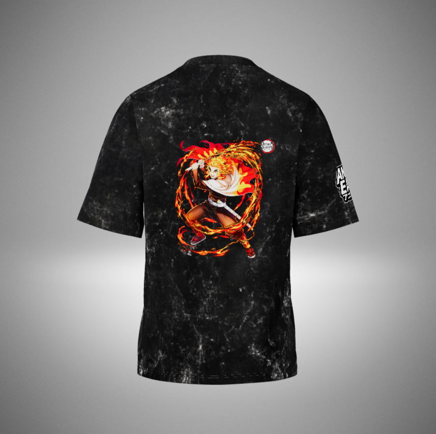 Rengoku Acid Washed Oversized T-Shirt