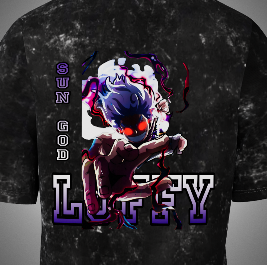 Luffy Gear 5 Acid Washed Oversized T-Shirt